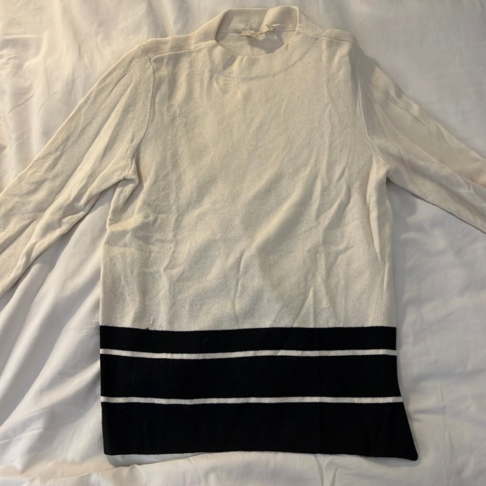 LOFT mock neck black and white sweater size large